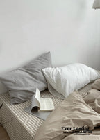 Minimal Mixed Gingham Bedding Set / Gray Ever Lasting