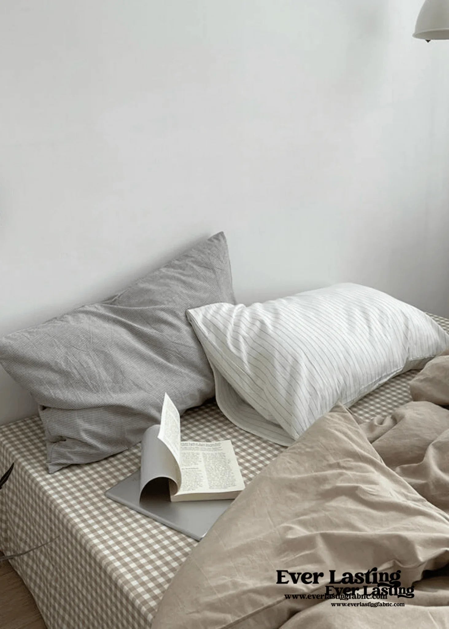 Minimal Mixed Gingham Bedding Set / Gray Ever Lasting