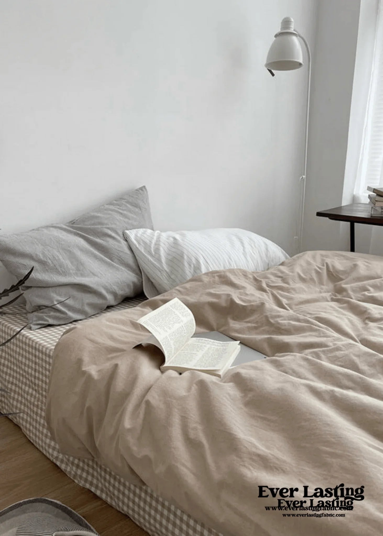 Minimal Mixed Gingham Bedding Set / Gray Ever Lasting