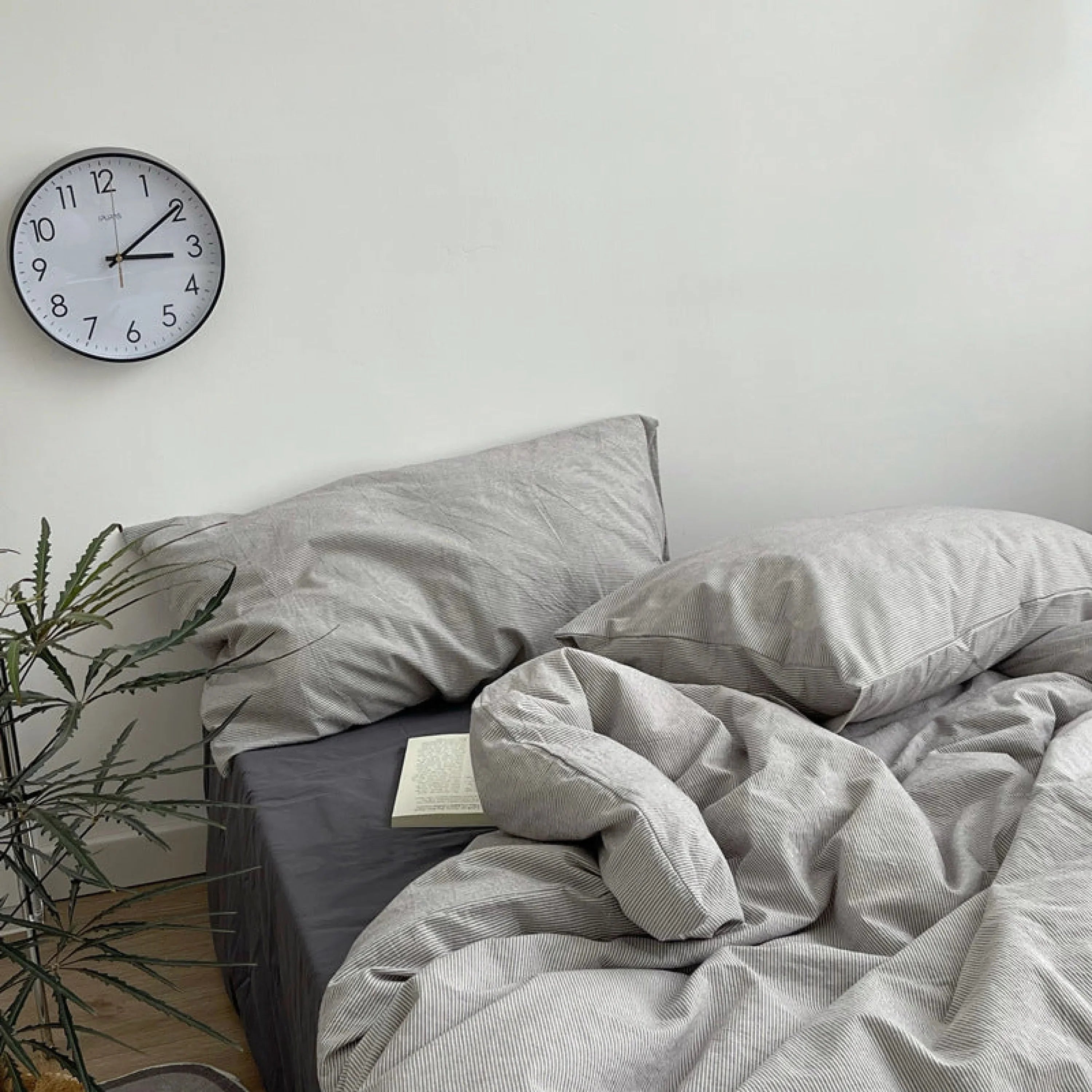 Minimal Mixed Gingham Bedding Set / Gray & Black Ever Lasting