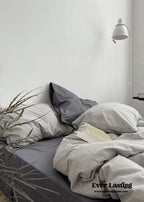Minimal Mixed Gingham Bedding Set / Gray Ever Lasting