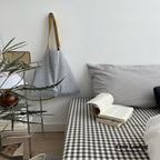 Minimal Mixed Gingham Bedding Set / Gray & Black Ever Lasting