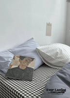 Minimal Mixed Gingham Bedding Set / Gray Ever Lasting