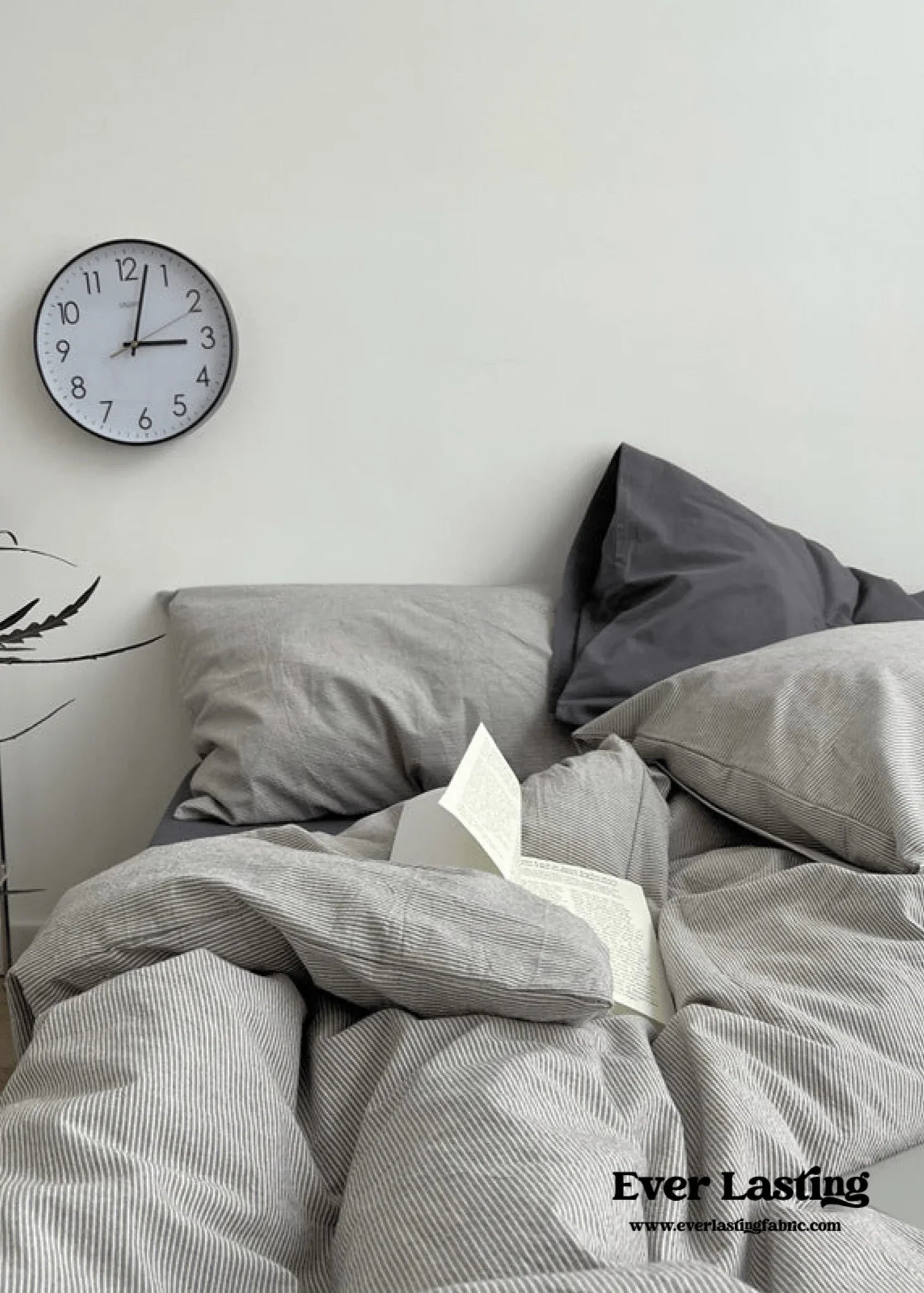 Minimal Mixed Gingham Bedding Set / Gray Ever Lasting