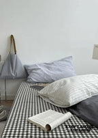 Minimal Mixed Gingham Bedding Set / White Ever Lasting