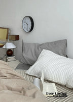 Minimal Mixed Gingham Bedding Set / White Ever Lasting