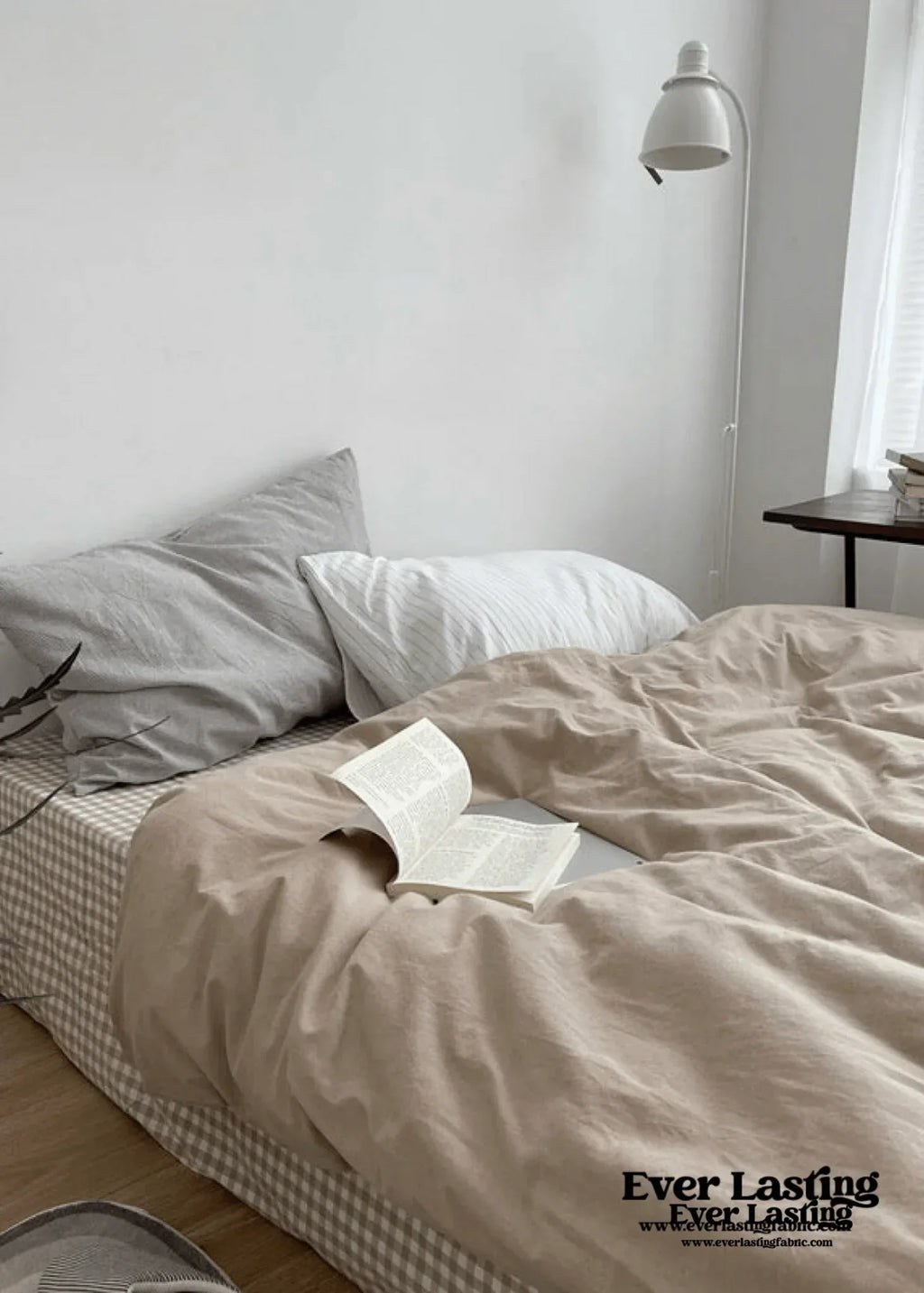 Minimal Mixed Gingham Bedding Set / White Ever Lasting