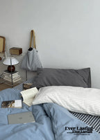 Minimal Mixed Gingham Bedding Set / White Ever Lasting