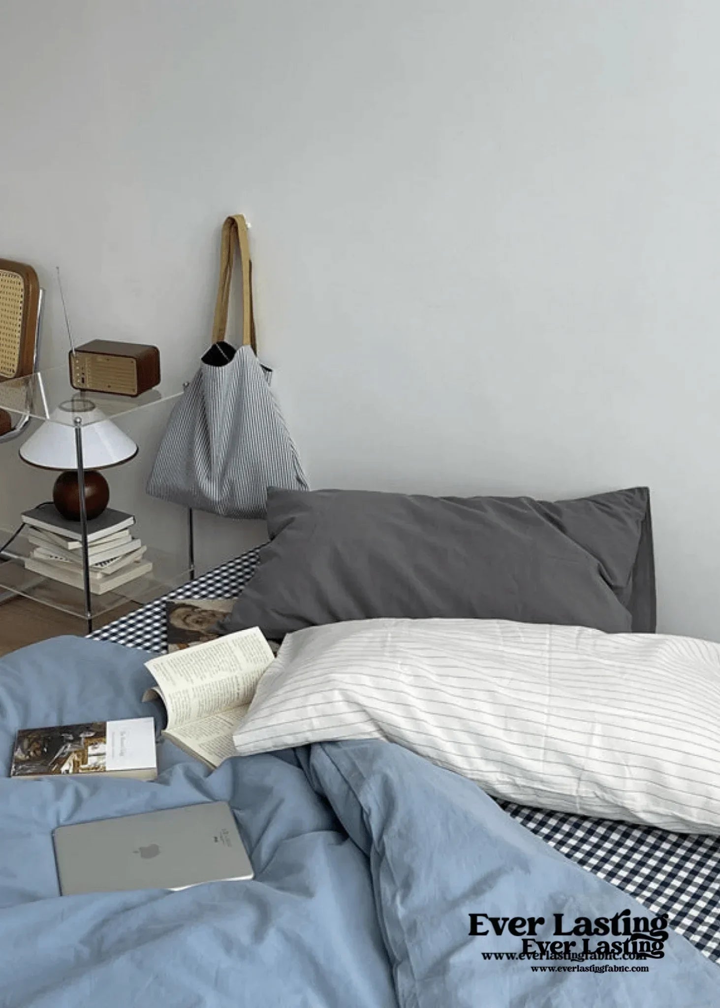 Minimal Mixed Gingham Bedding Set / White Ever Lasting