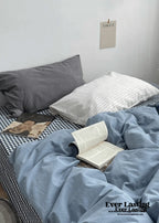 Minimal Mixed Gingham Bedding Set / White Ever Lasting