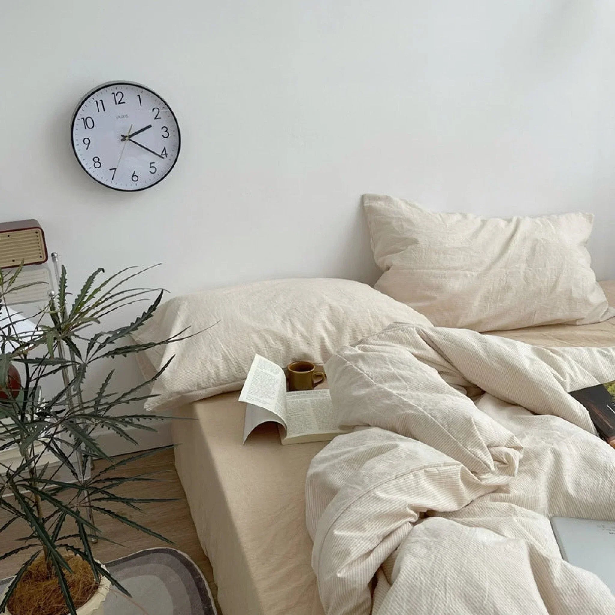 Minimal Mixed Gingham Bedding Set / White Ever Lasting