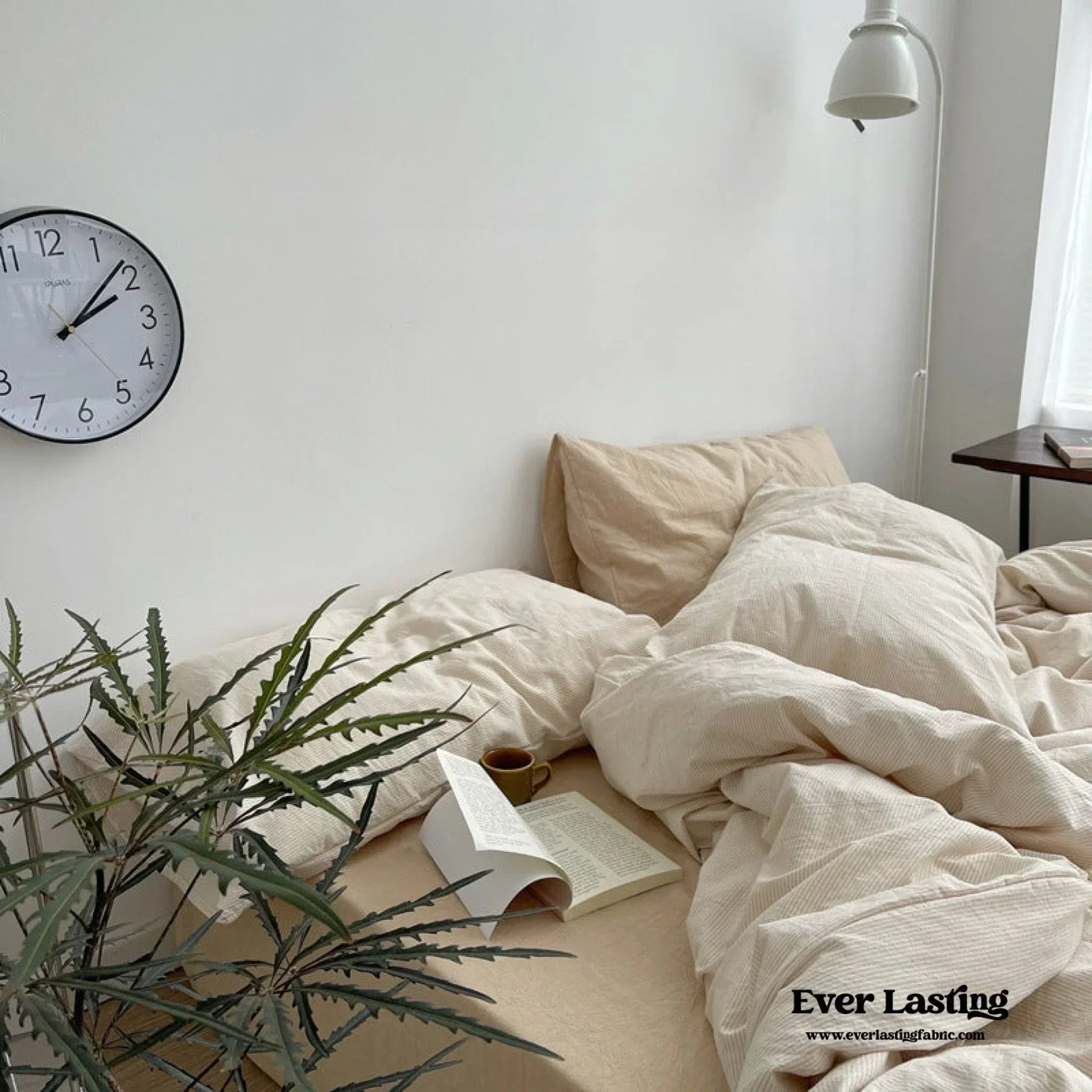 Minimal Mixed Gingham Bedding Set / White Ever Lasting