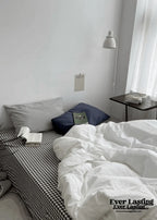 Minimal Mixed Gingham Bedding Set / White Ever Lasting