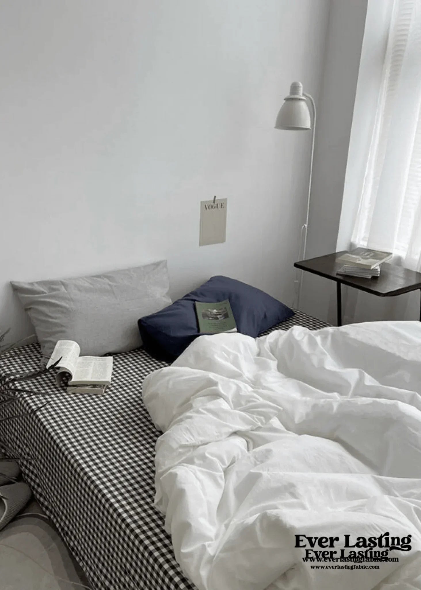 Minimal Mixed Gingham Bedding Set / White Ever Lasting