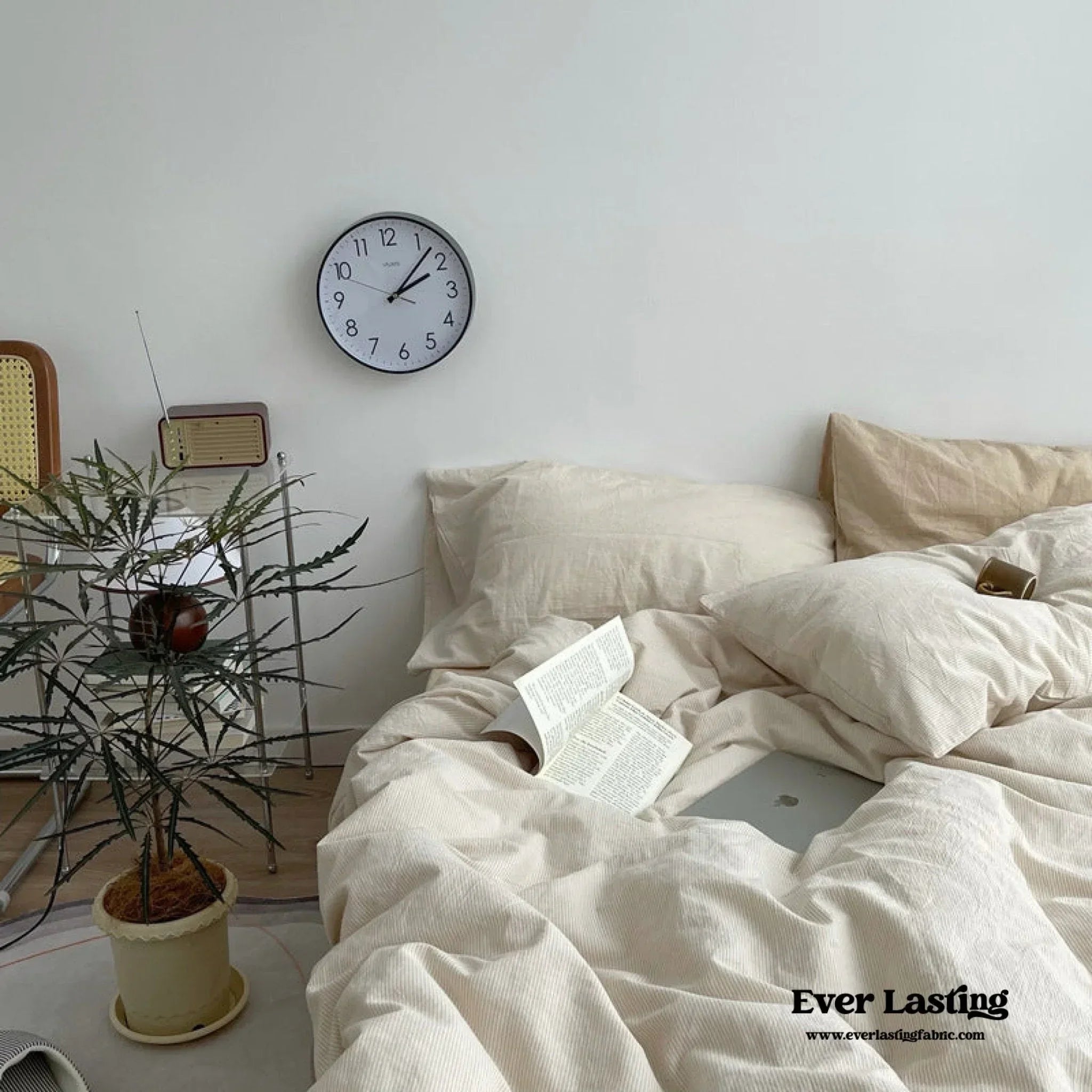Minimal Mixed Gingham Bedding Set / White Ever Lasting