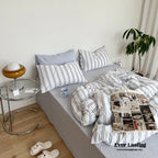 Minimal Stripe Bedding Set / Green Ever Lasting