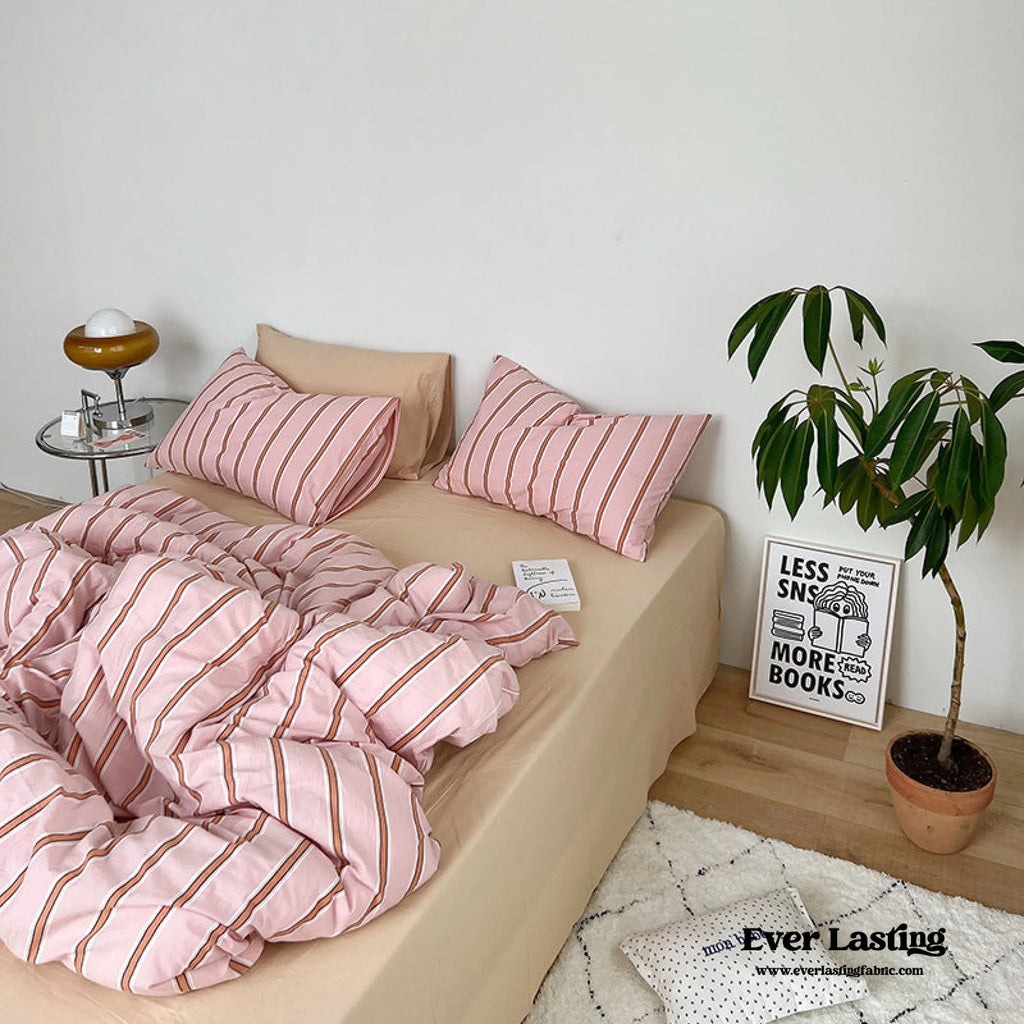 Minimal Stripe Bedding Set / Green Ever Lasting