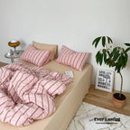 Minimal Stripe Bedding Set / Green Ever Lasting
