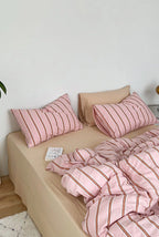 Minimal Stripe Bedding Set / Green Ever Lasting