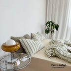 Minimal Stripe Bedding Set / Green Ever Lasting