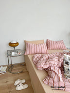 Minimal Stripe Bedding Set / Green Ever Lasting