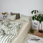 Minimal Stripe Bedding Set / Green Ever Lasting