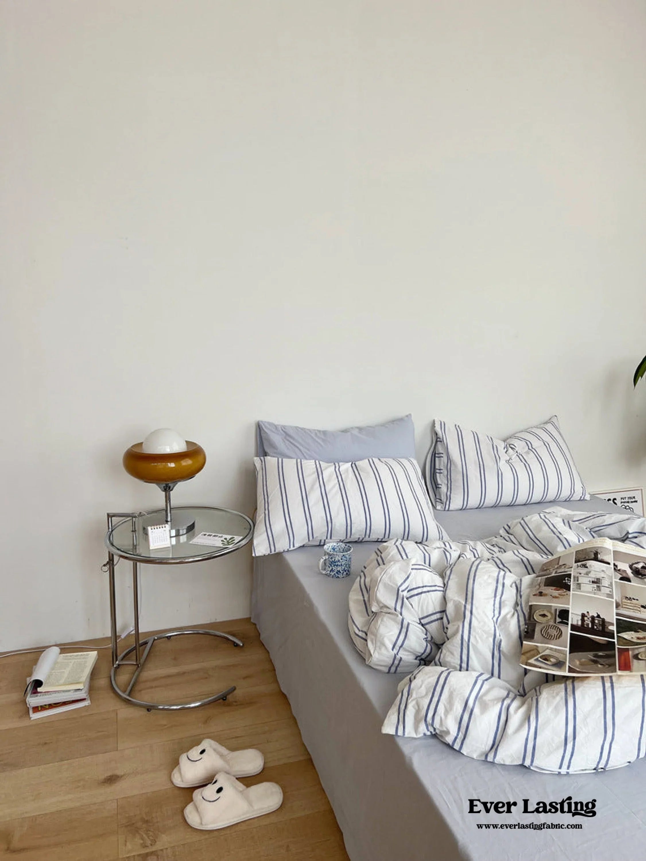 Minimal Stripe Bedding Set / Green Ever Lasting