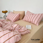 Minimal Stripe Bedding Set / Green Ever Lasting