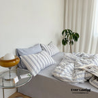 Minimal Stripe Bedding Set / Green Ever Lasting