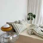 Minimal Stripe Bedding Set / Green Ever Lasting