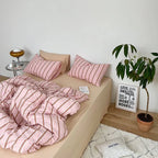 Minimal Stripe Bedding Set / Green Ever Lasting