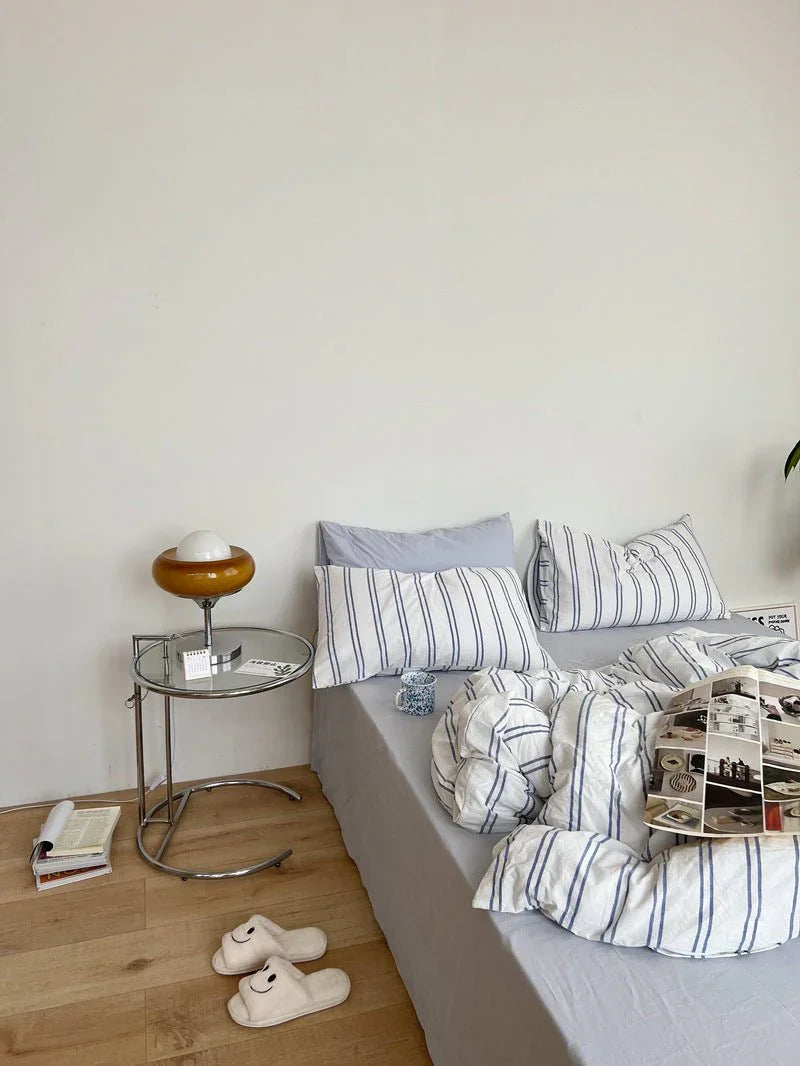 Minimal Stripe Bedding Set / Green Ever Lasting