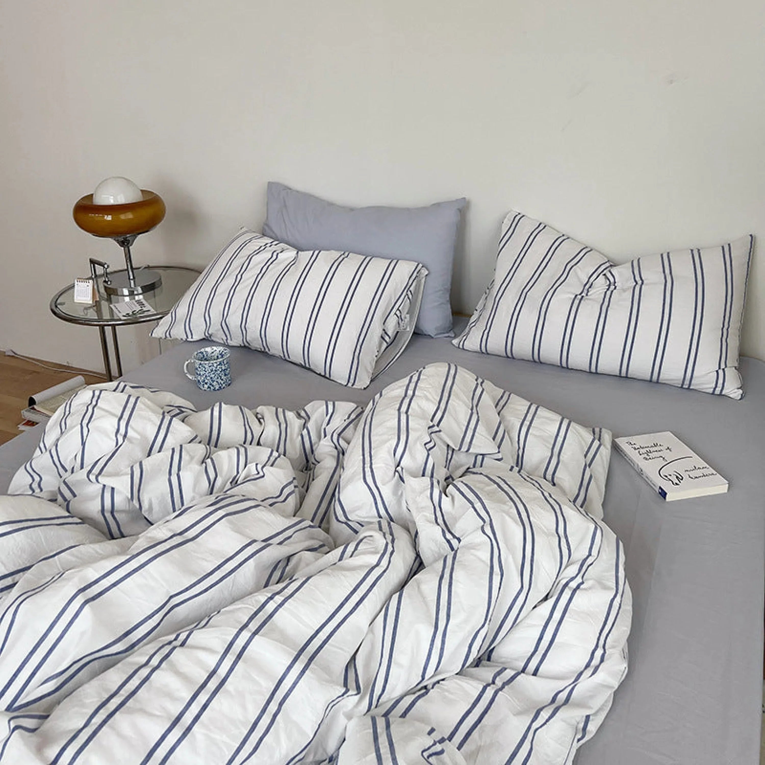 Minimal Stripe Bedding Set / Green Ever Lasting