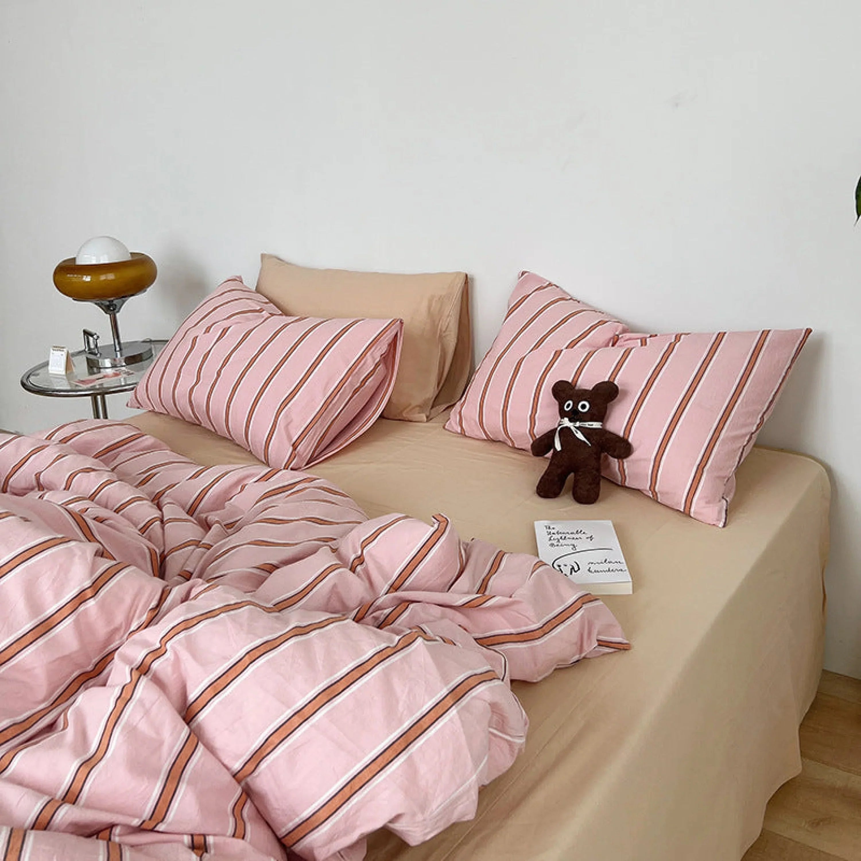 Minimal Stripe Bedding Set / Green Ever Lasting