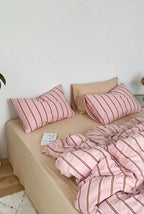 Minimal Stripe Bedding Set / Pink