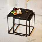 [2pcs Nordic Iron Art Tables] 2pcs Set, Minimalist Modern Nordic Iron Art Square Coffee Table and Side Tables for Living Room or Bedroom House Of Avana