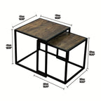 [2pcs Nordic Iron Art Tables] 2pcs Set, Minimalist Modern Nordic Iron Art Square Coffee Table and Side Tables for Living Room or Bedroom House Of Avana