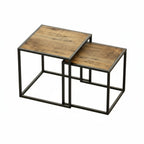 [2pcs Nordic Iron Art Tables] 2pcs Set, Minimalist Modern Nordic Iron Art Square Coffee Table and Side Tables for Living Room or Bedroom House Of Avana