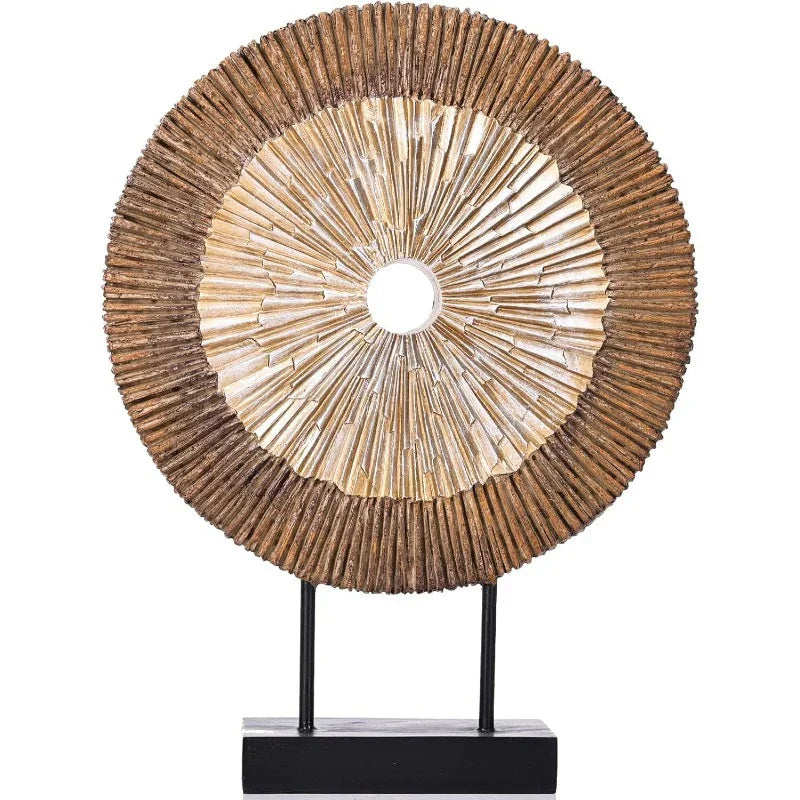 Minimalist Modern Round Wall-Mounted Decorative Sculpture - & Brown Layered Radial Design Plastic Art Piece for Living Room, Kitchen, Coffee Table Centerpiece, Shelf Decor - Wedding & Home Decoration, Space-Saving Elegant Hom House Of Avana