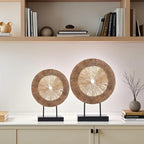 Minimalist Modern Round Wall-Mounted Decorative Sculpture - & Brown Layered Radial Design Plastic Art Piece for Living Room, Kitchen, Coffee Table Centerpiece, Shelf Decor - Wedding & Home Decoration, Space-Saving Elegant Hom House Of Avana