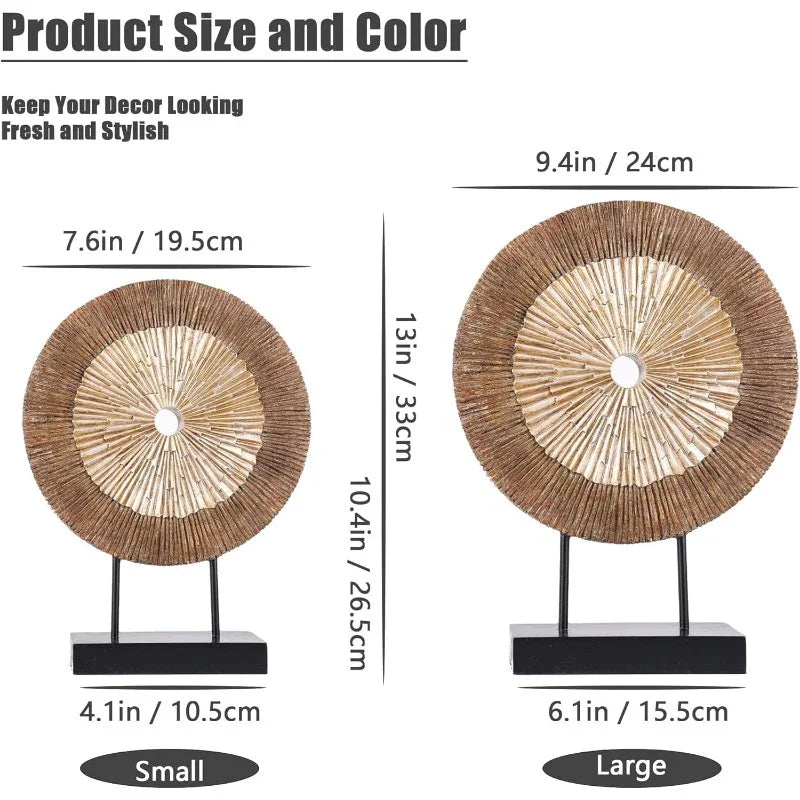 Minimalist Modern Round Wall-Mounted Decorative Sculpture - & Brown Layered Radial Design Plastic Art Piece for Living Room, Kitchen, Coffee Table Centerpiece, Shelf Decor - Wedding & Home Decoration, Space-Saving Elegant Hom House Of Avana