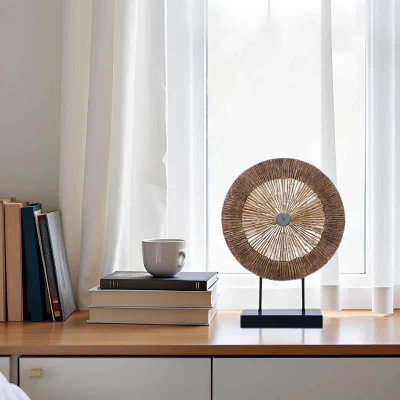 Minimalist Modern Round Wall-Mounted Decorative Sculpture - & Brown Layered Radial Design Plastic Art Piece for Living Room, Kitchen, Coffee Table Centerpiece, Shelf Decor - Wedding & Home Decoration, Space-Saving Elegant Hom House Of Avana