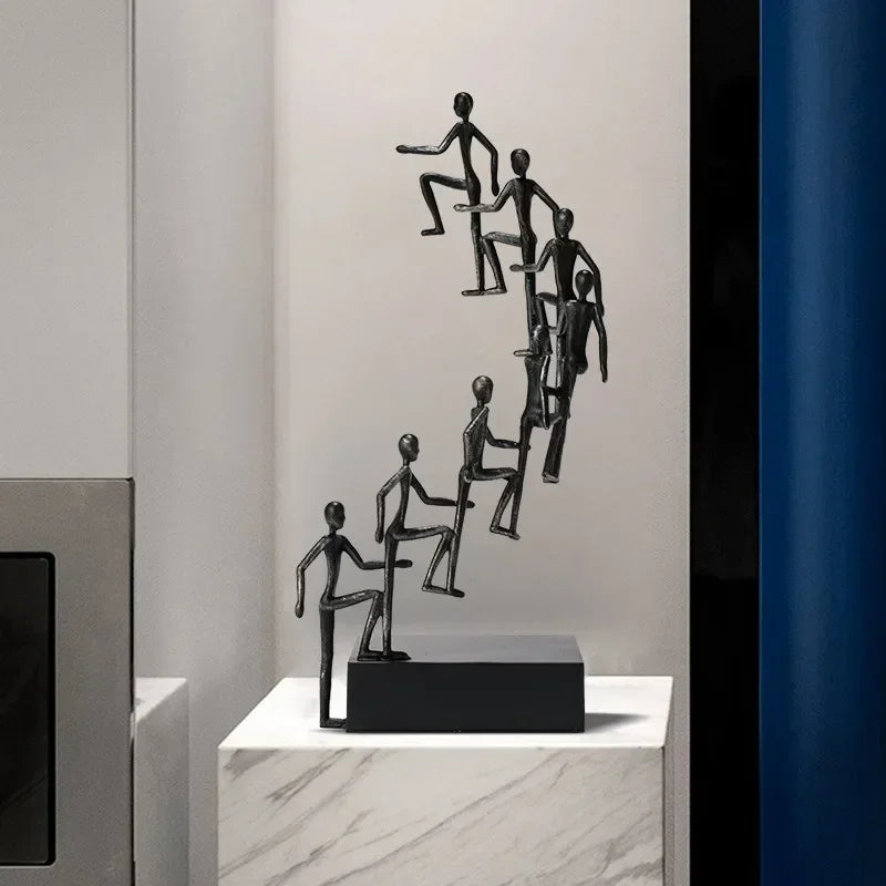 Minimalist Sculpture - Black Cast Iron Figurine, front view - House Of Avana