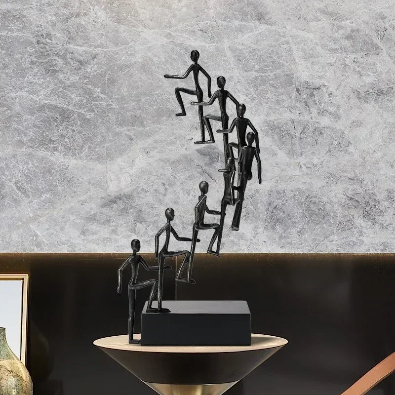 Minimalist Sculpture - Black Cast Iron Figurine, back view - House Of Avana
