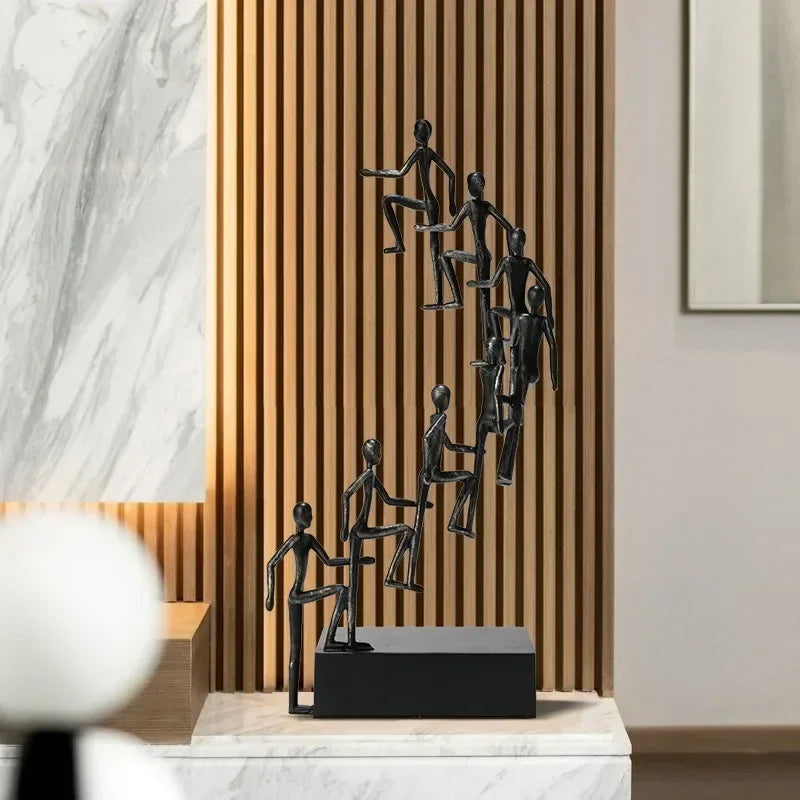 Minimalist Sculpture - Black Cast Iron Figurine, side view - House Of Avana