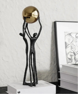 Golden Ball Weightlifter Figures Statue Desk Decoration Ornaments Abstract Character Metal Sculpture Room Aesthetic Decor - House Of Avana