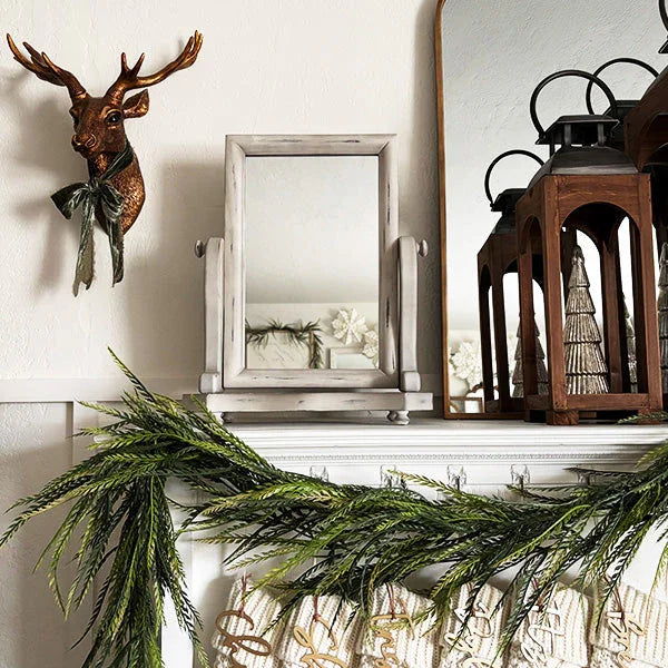 Distressed White Adjustable Wood Vanity Mirror Decor Steals