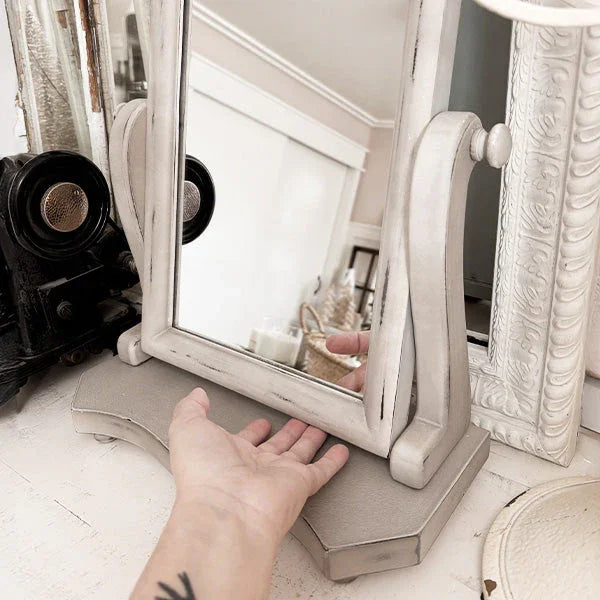 Distressed White Adjustable Wood Vanity Mirror Decor Steals