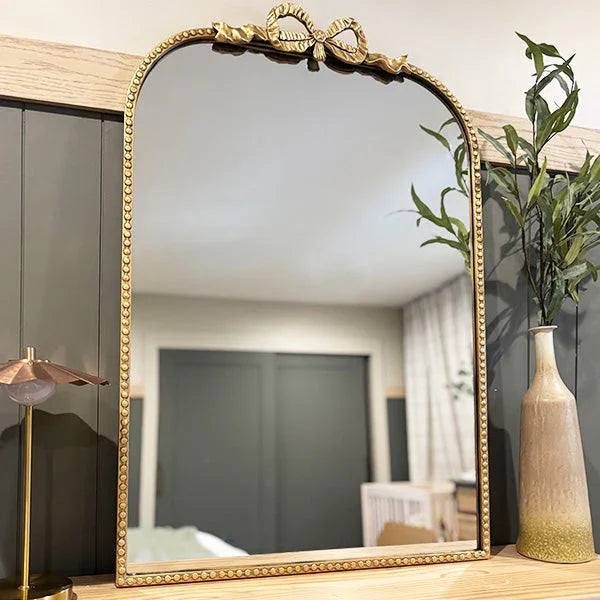 Antique Gold Bow Mirror, Choose Your Size Decor Steals