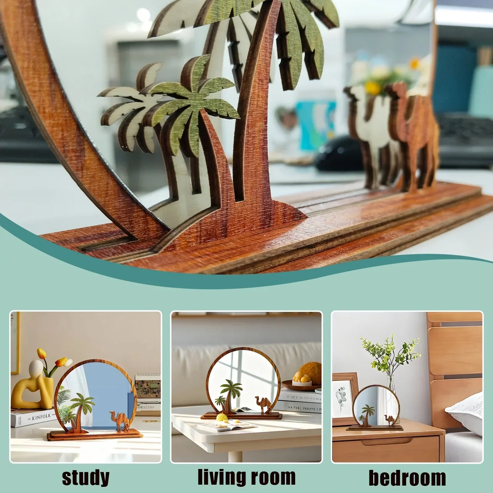 Mirror - Decorative Wooden Camel Design